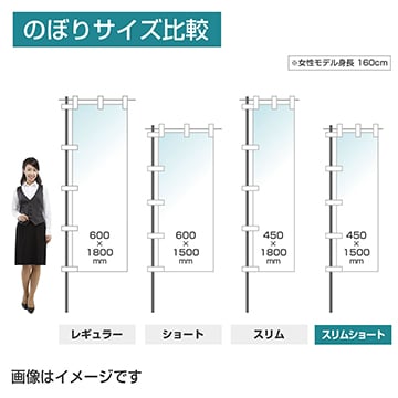 データ入稿のぼり スリムショートタイプ 棒袋縫い ヒートカット仕立て/防炎加工付き